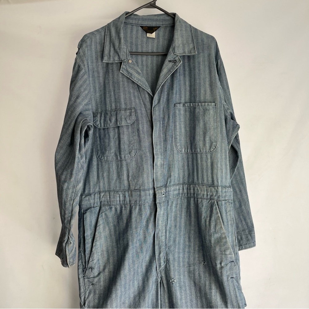 HOST PICK 1960 Railroad Stripe Denim coveralls mechanic workwear jumpsuit 42L - Picture 4 of 16